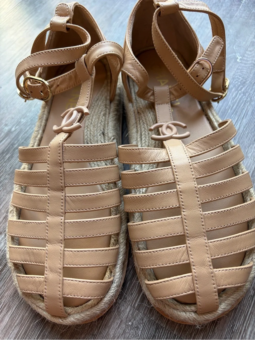 CHANEL leather strappy