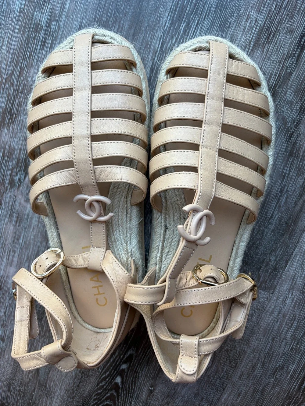 CHANEL leather strappy