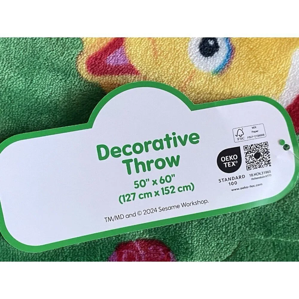 Sesame Street Christmas W/Sherpa Throw Blanket  Elmo Cookie Monster Big Bird NEW