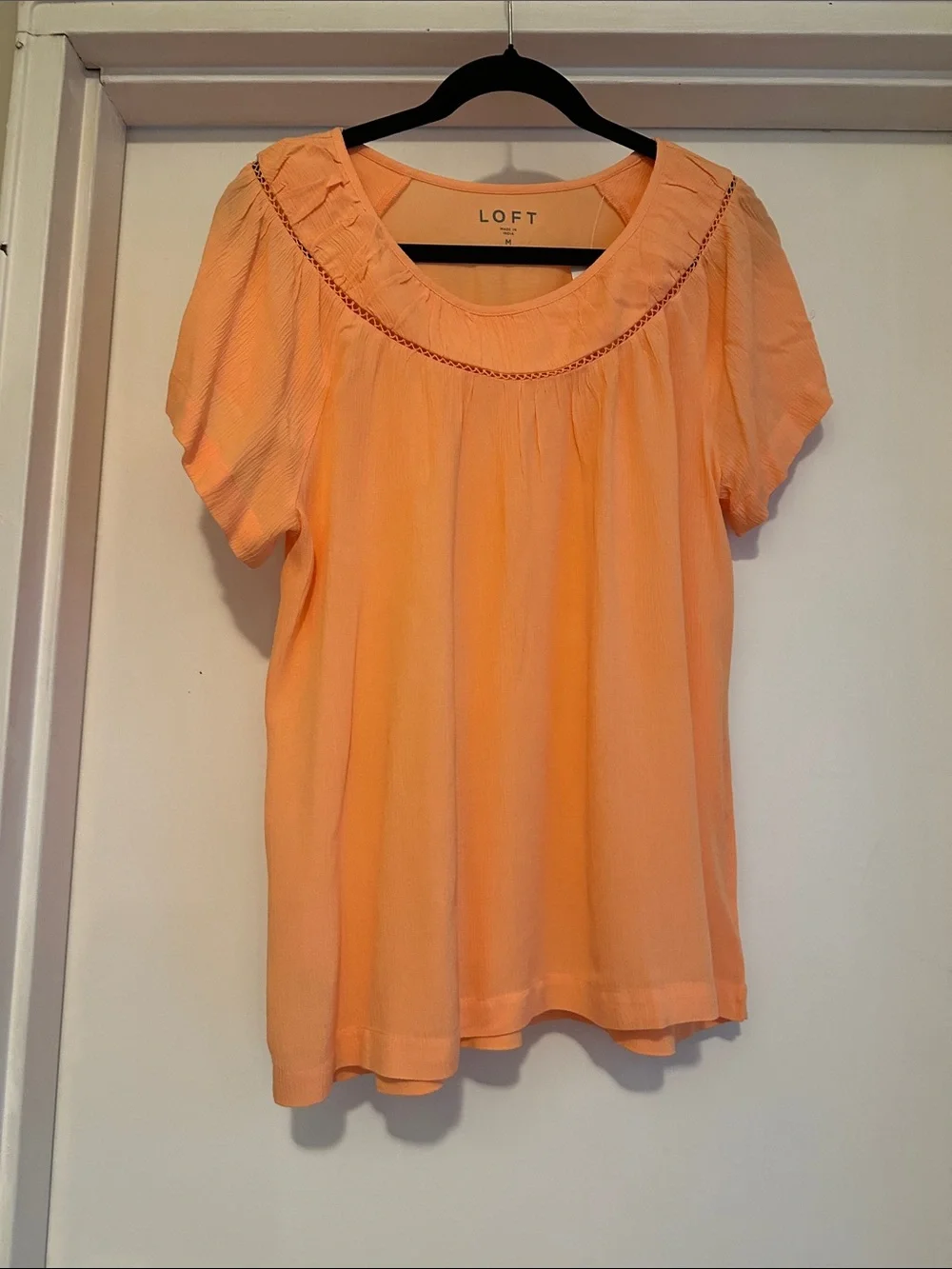NWT LOFT Peach Short-Sleeve Peasant Blouse
