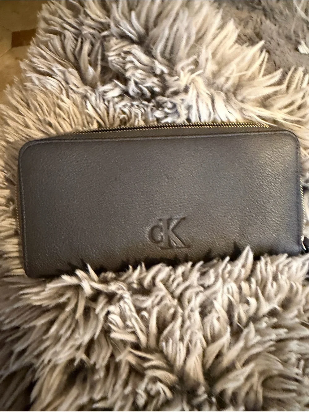 Calvin Klein Black Zip Wallet with Embossed cK