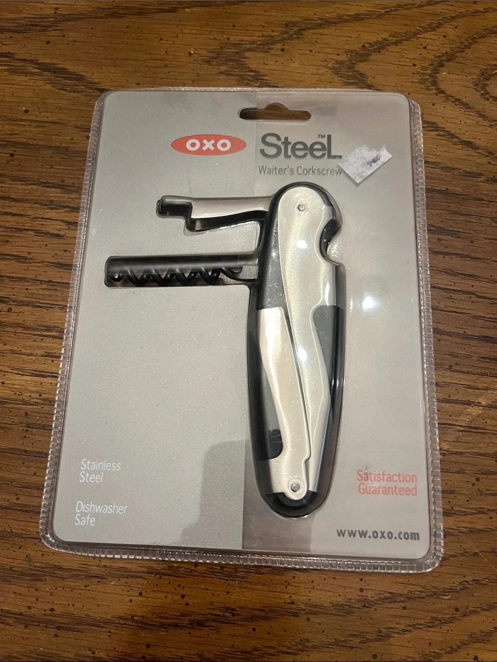 OXO Steel Double Lever Corkscrew - Silver and Black