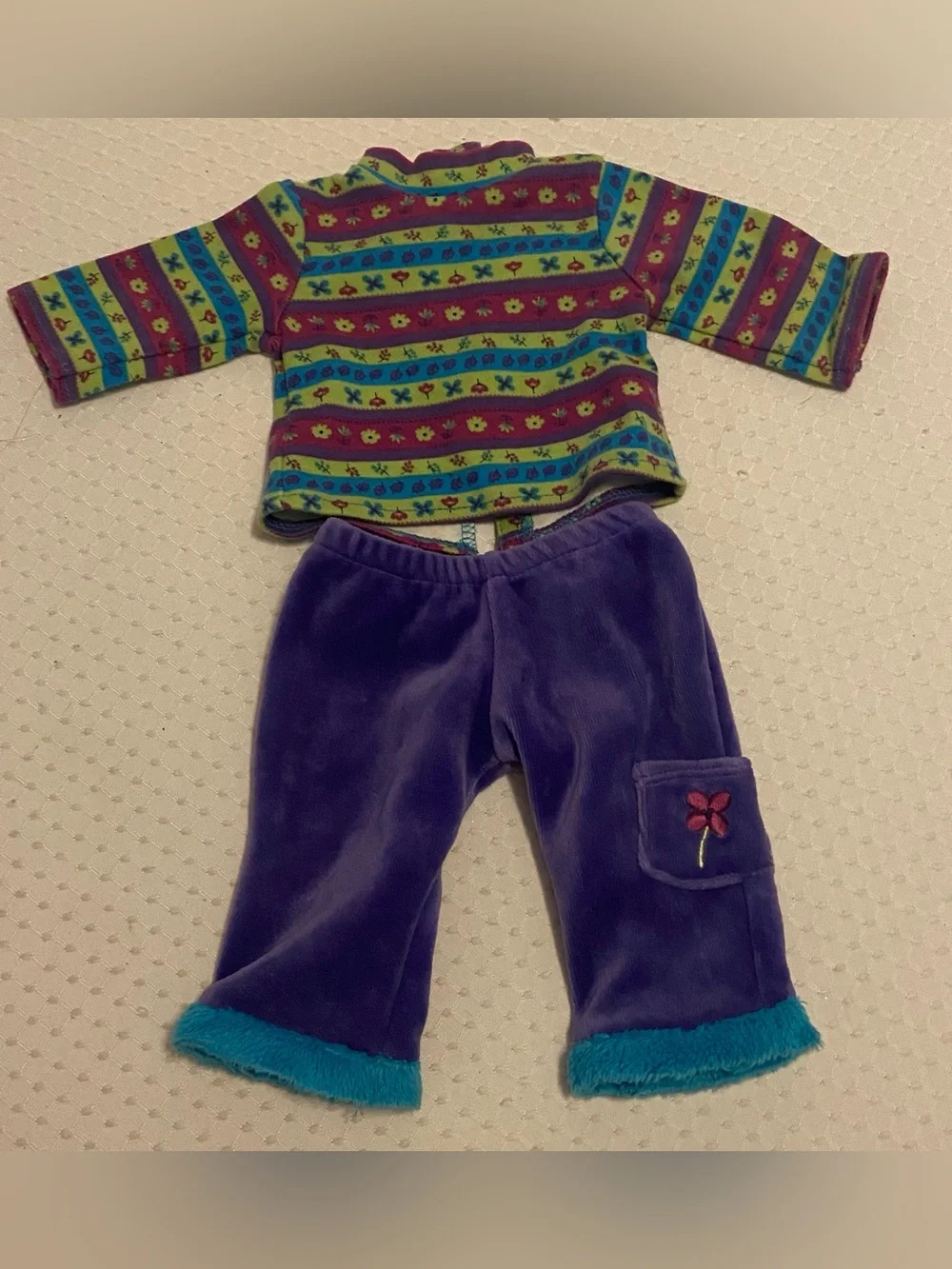 American Girl Itty Bitty Baby Striped Fleece Pants Set.