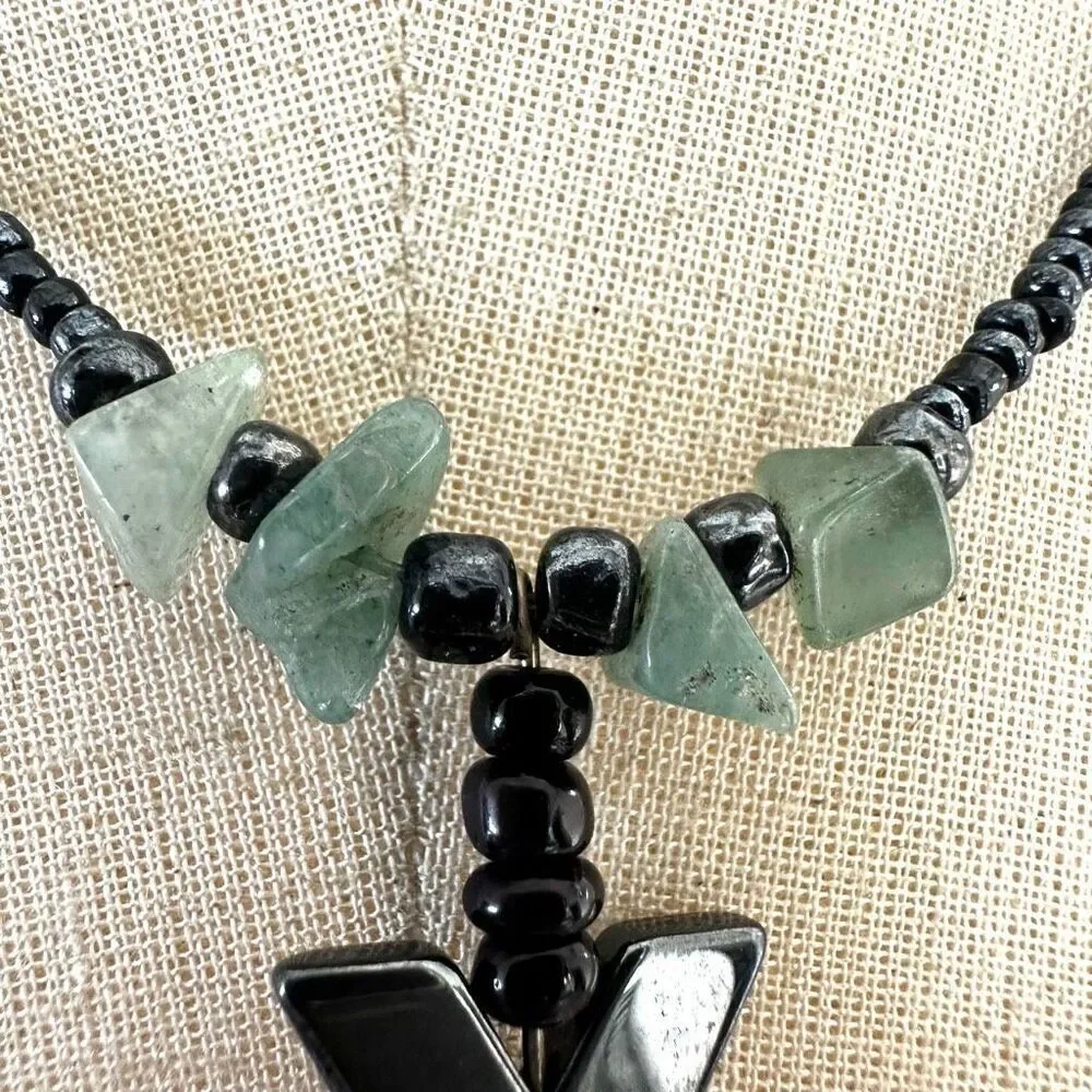Hematite aventurine pendant necklace hematite aventurine