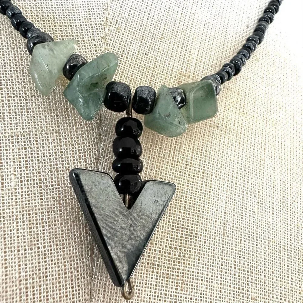 Hematite aventurine pendant necklace hematite aventurine