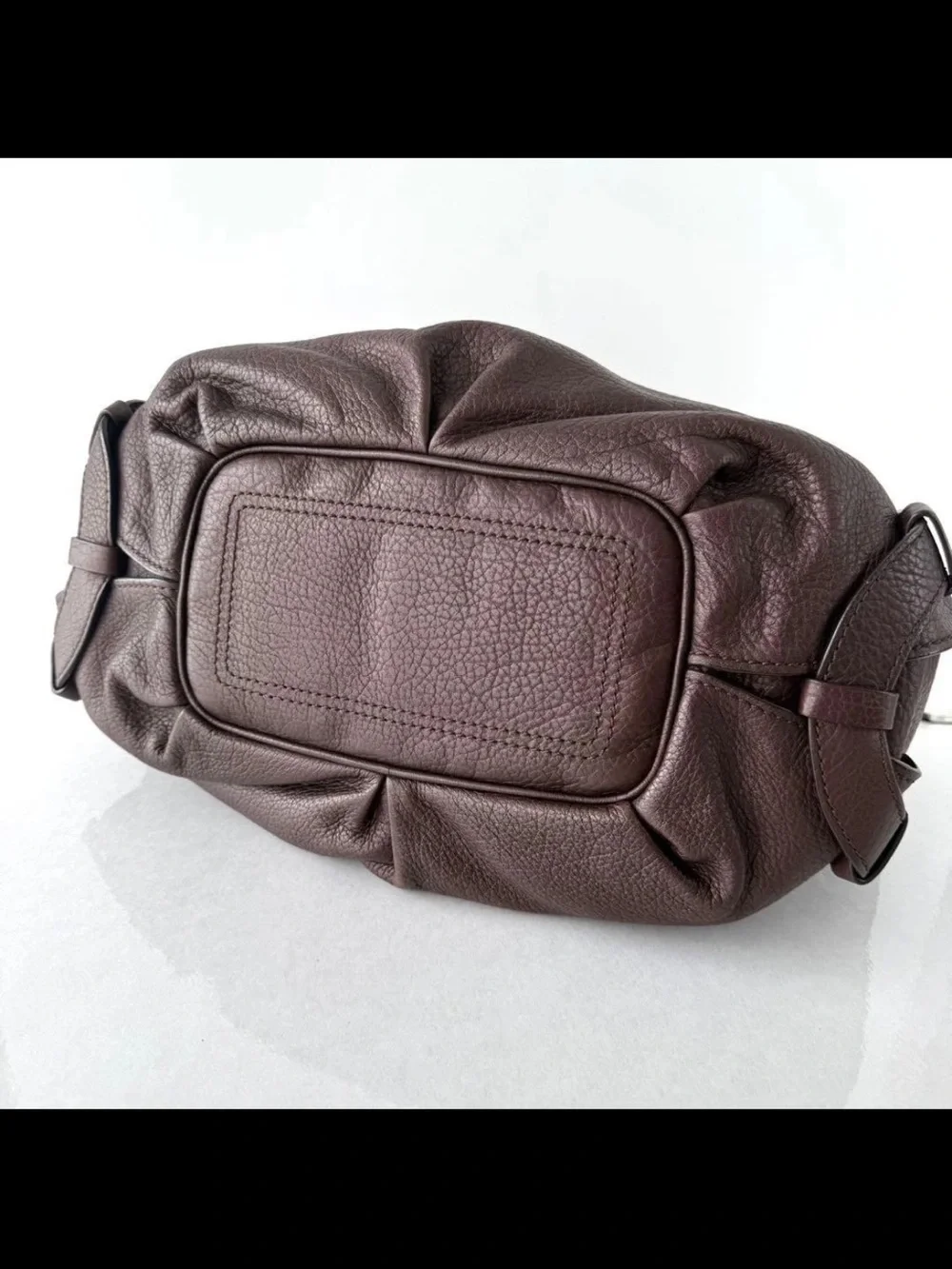 Celine Pebbled Leather Hobo Bag - Plum