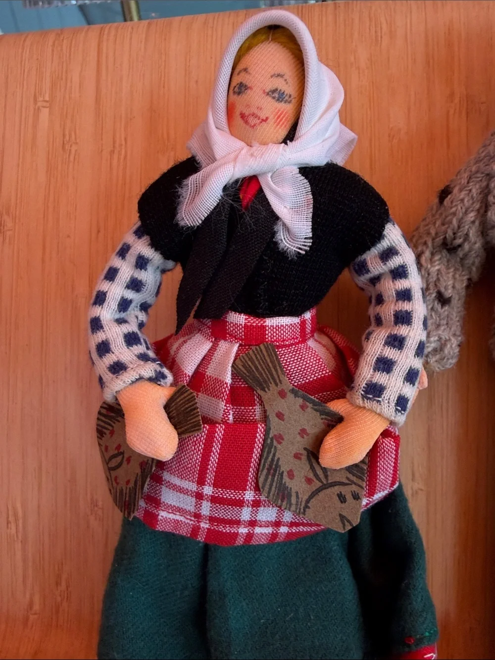 Vintage fishing dolls boots knit