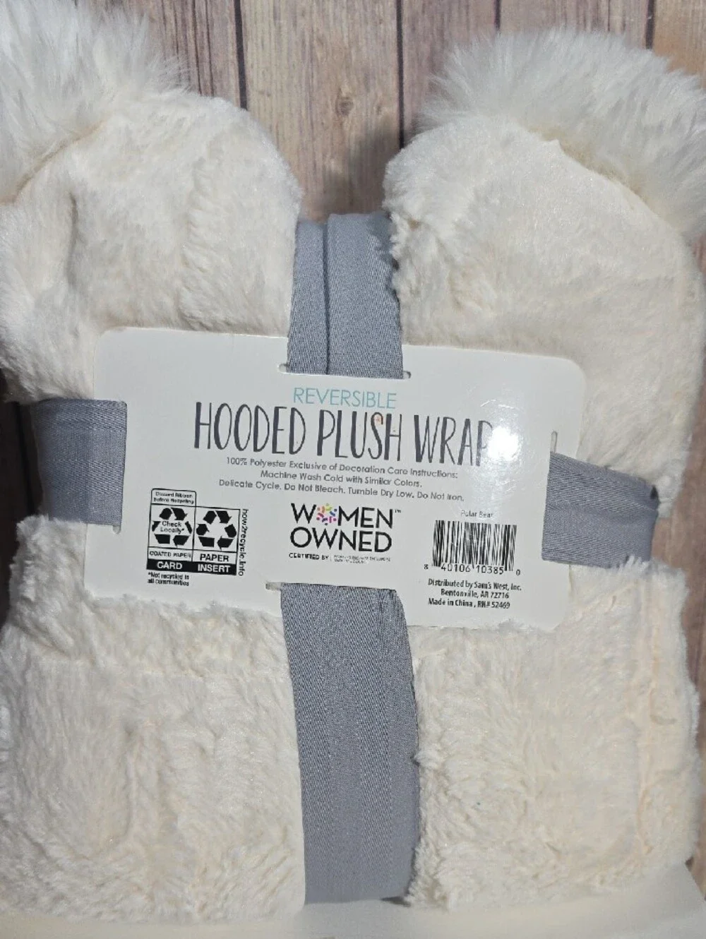 Bear Reversible Hooded Plush Wrap
