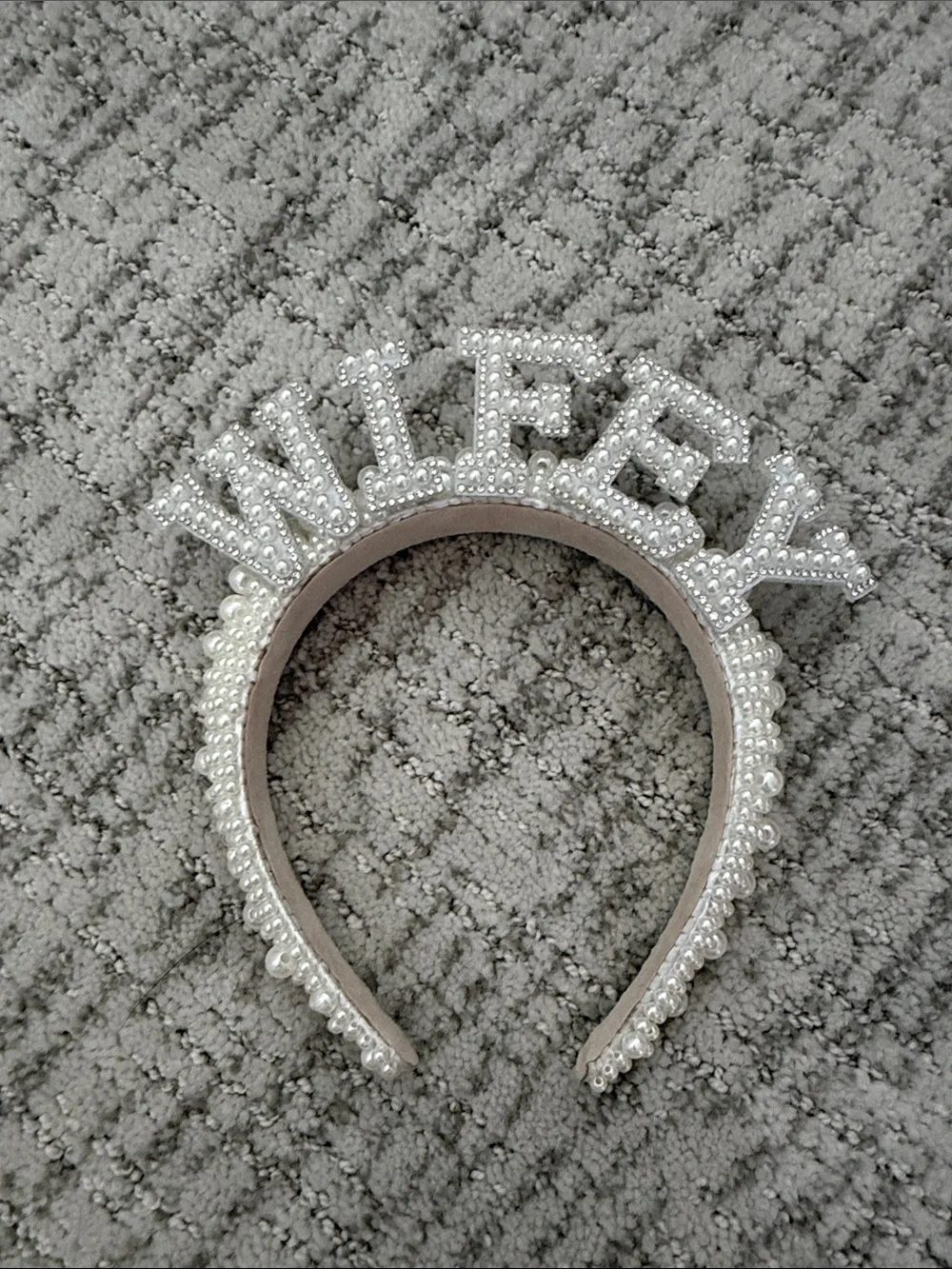 Pearl 'Wifey' Headband - White Statement Hair Accessory