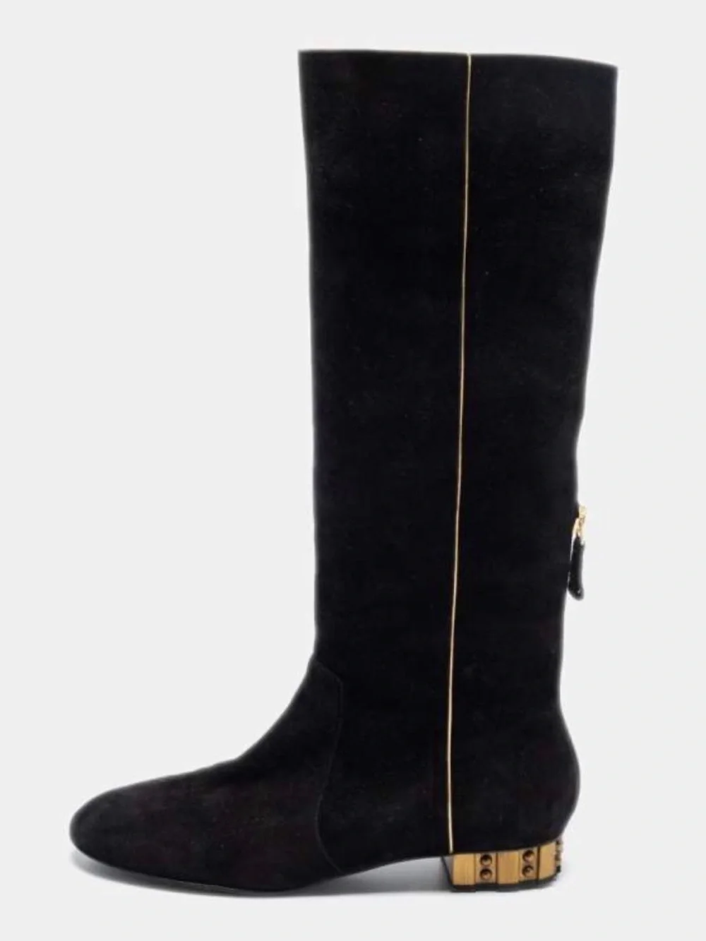 CHANEL black suede
