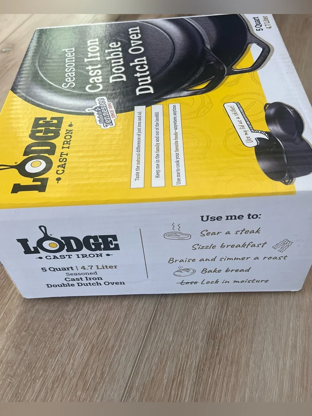 NWT Lodge Cast Iron Double Dutch Oven - 5 Quart