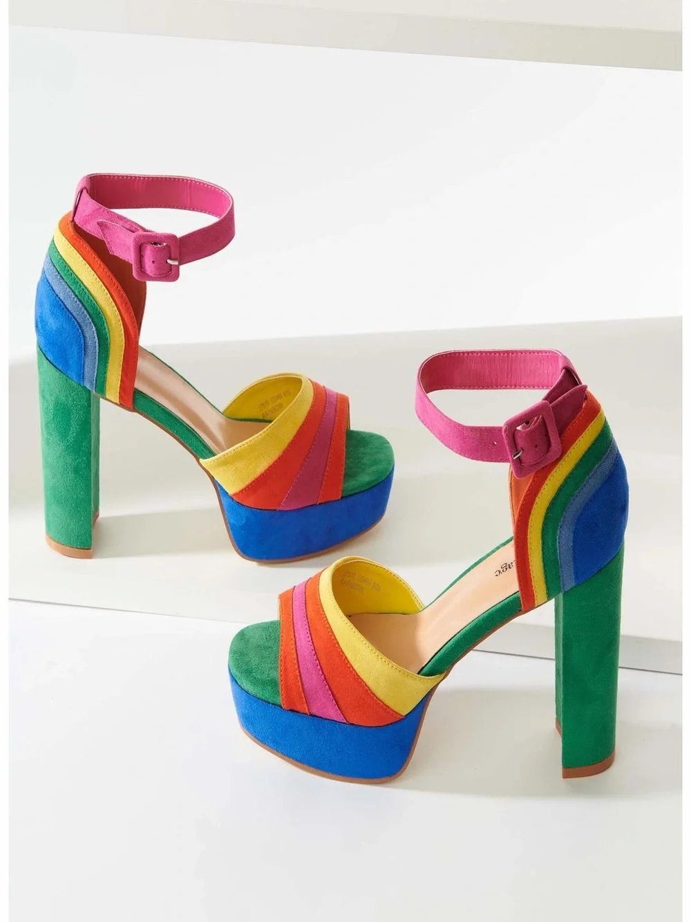 Unique Vintage Rainbow Peep Toe Platform Pumps