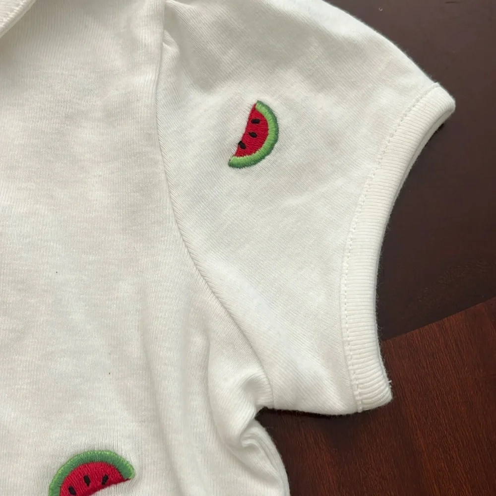 NWT Gymboree Watermelon White Short Sleeve Collared Shirt. Size 6.