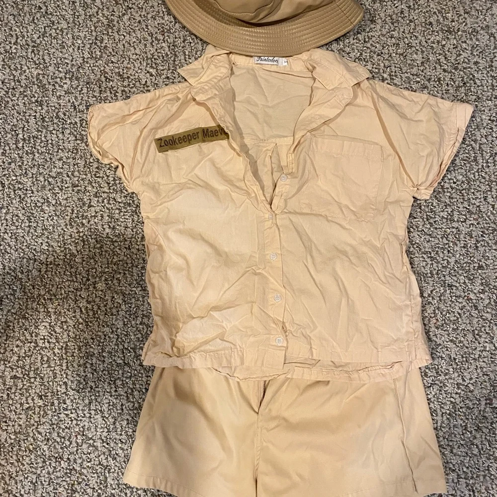 Kids Zookeeper Shirt & Shorts Set - Cream - Unbranded