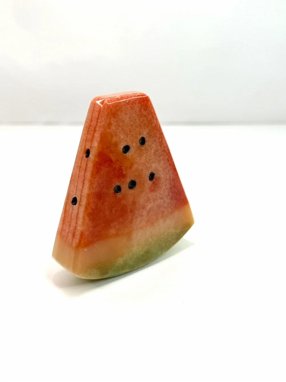 Onyx Tellez Red Green Vintage Alabaster Stone Watermelon Wedge