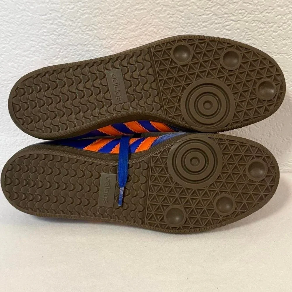 Adidas Samba Blue Orange Gum Sole Sneakers CQ2150 Mens Size 9.5 Low Top Shoes
