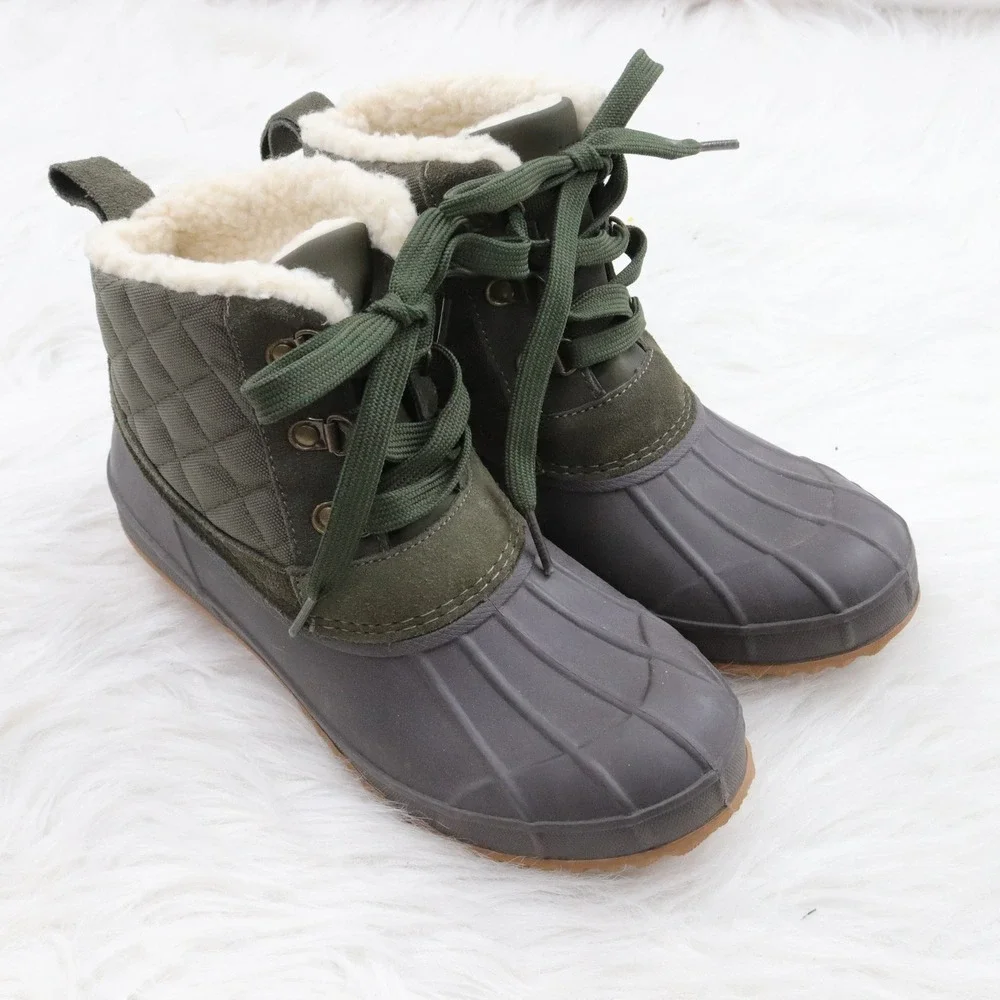Khombu Women's Quilted Duck Boots Warm‎ Sherpa Lined Waterproof Winter Ankle 7