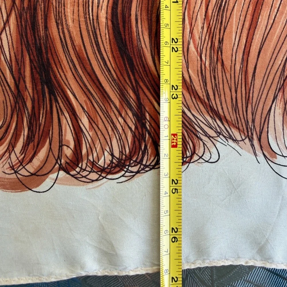 Vintage Glentex Lion Head Scarf Made in Japan Brown Satin Square Safari 26