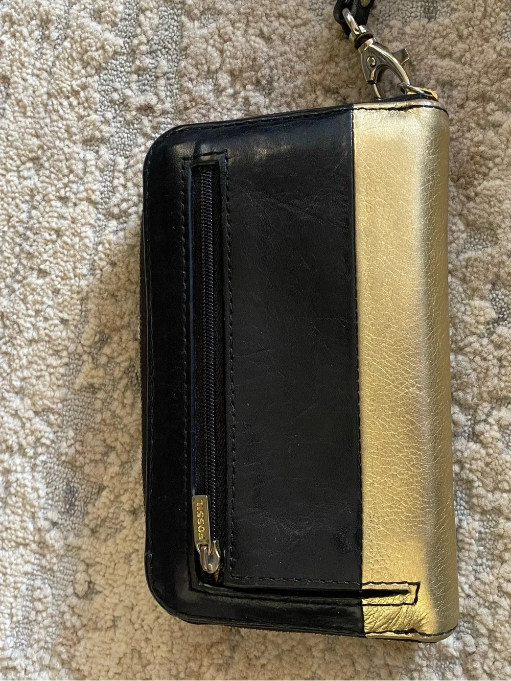 Fossil leather compact zip