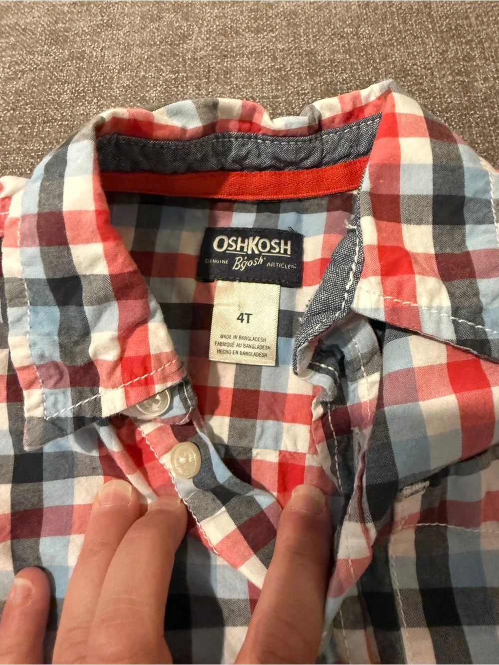 OshKosh B'gosh Red, Blue & White Plaid Button-Down Shirt