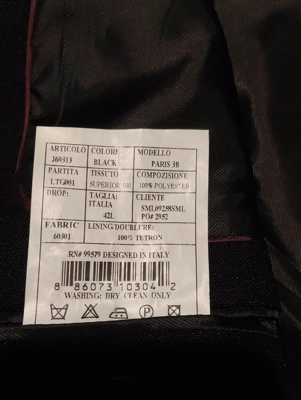 N/A black suit