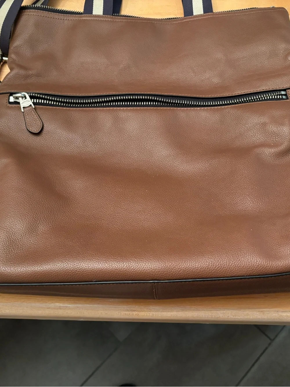 Coach Charles Foldover Leather Tote Crossbody Brown Large Laptop Bag
