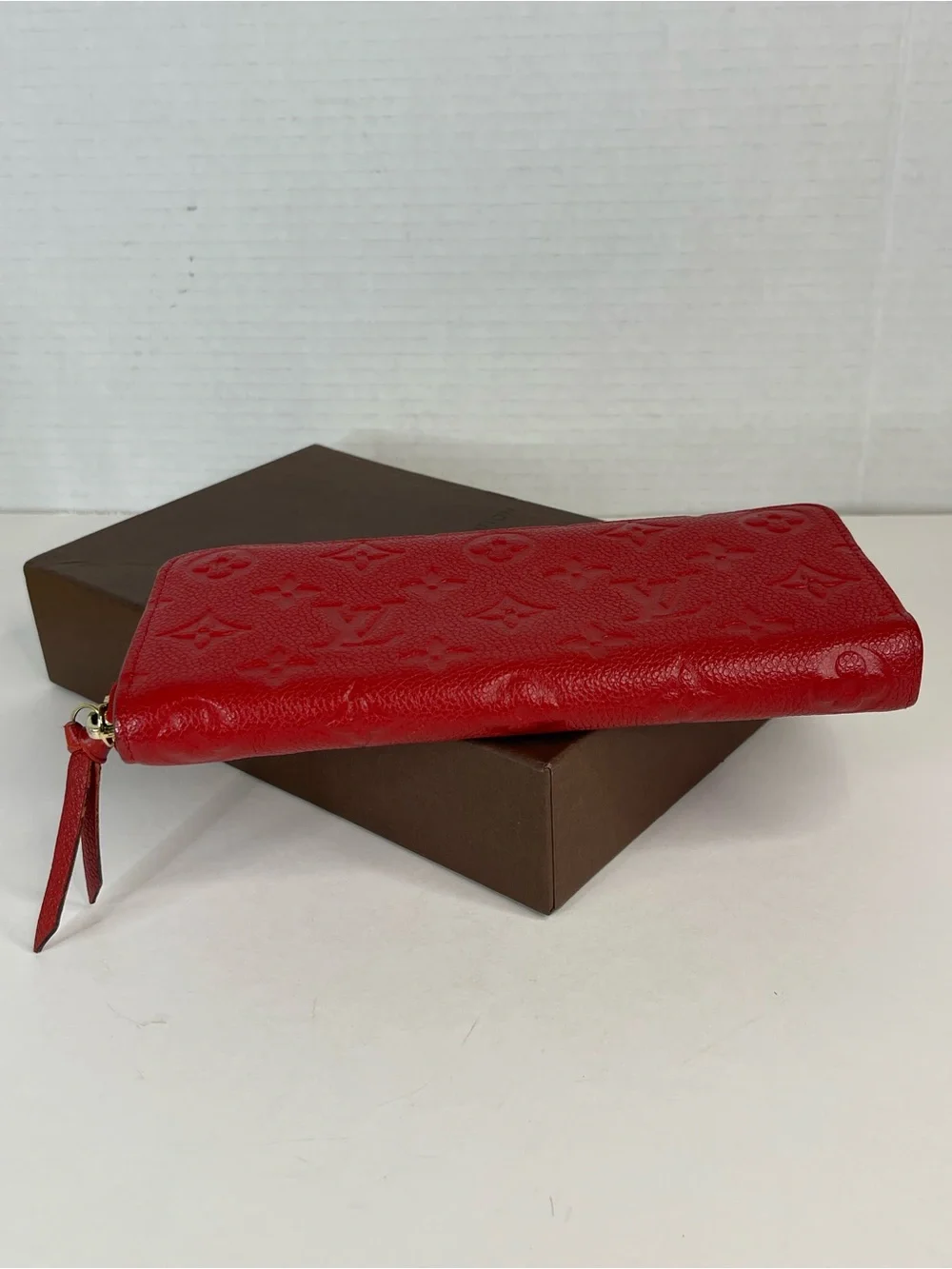 Louis Vuitton Cerise Monogram Empreinte Zippy Wallet With Dust Bag and Box