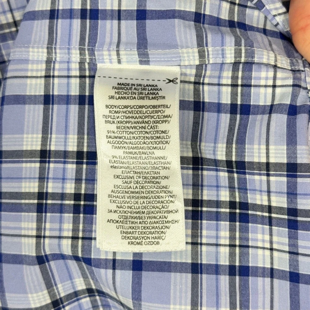 Polo Ralph Lauren‎ Dress Shirt 4XB Blue Plaid Stretch Tech Preppy Classic Career