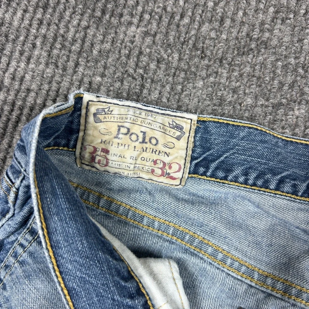 Polo Ralph Lauren Jeans Mens 36x32 Hampton Straight Blue Denim Distressed Wash