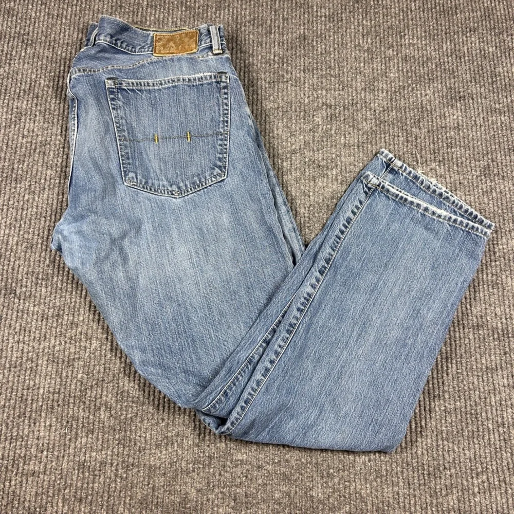 Polo Ralph Lauren Jeans Mens 36x32 Hampton Straight Blue Denim Distressed Wash