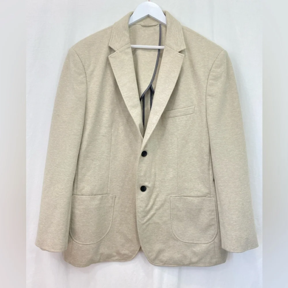 artefact/ Heathered Tan Beige Jersey Unlined 2 Button Blazer Jacket 2XL Wedding