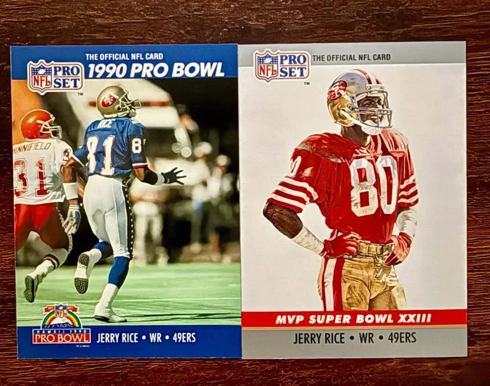 Collection of 10 Assorted Jerry Rice Football Trading Cards from the 1990s