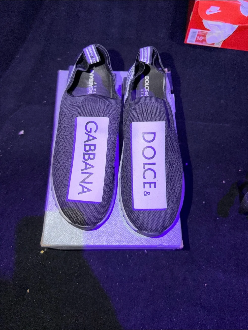 Dolce & Gabbana Black Logo Slip-On Sneakers