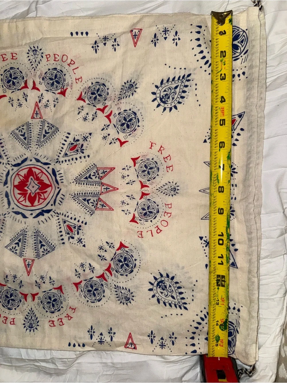 Free People Cream Wall Tapestry with Red & Navy Bandana Motif