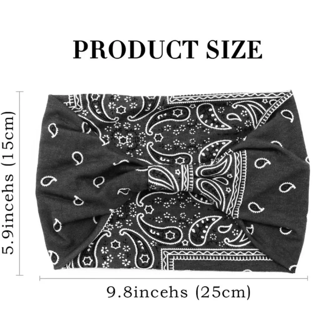 Black Bohemian paisley Print Headband