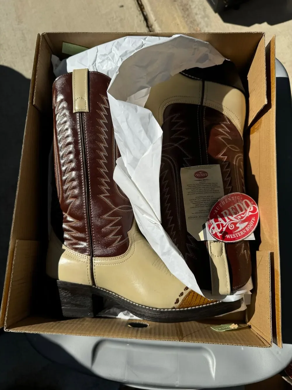 Laredo Bone Lizard Print Wingtip Boots 61161 Size 8