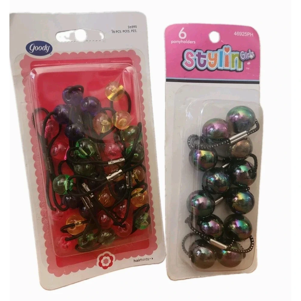 NIP LOT 2 Vintage Goody Girls 2002 (16) (6) Twin Bead Ponytail Holders Knockers