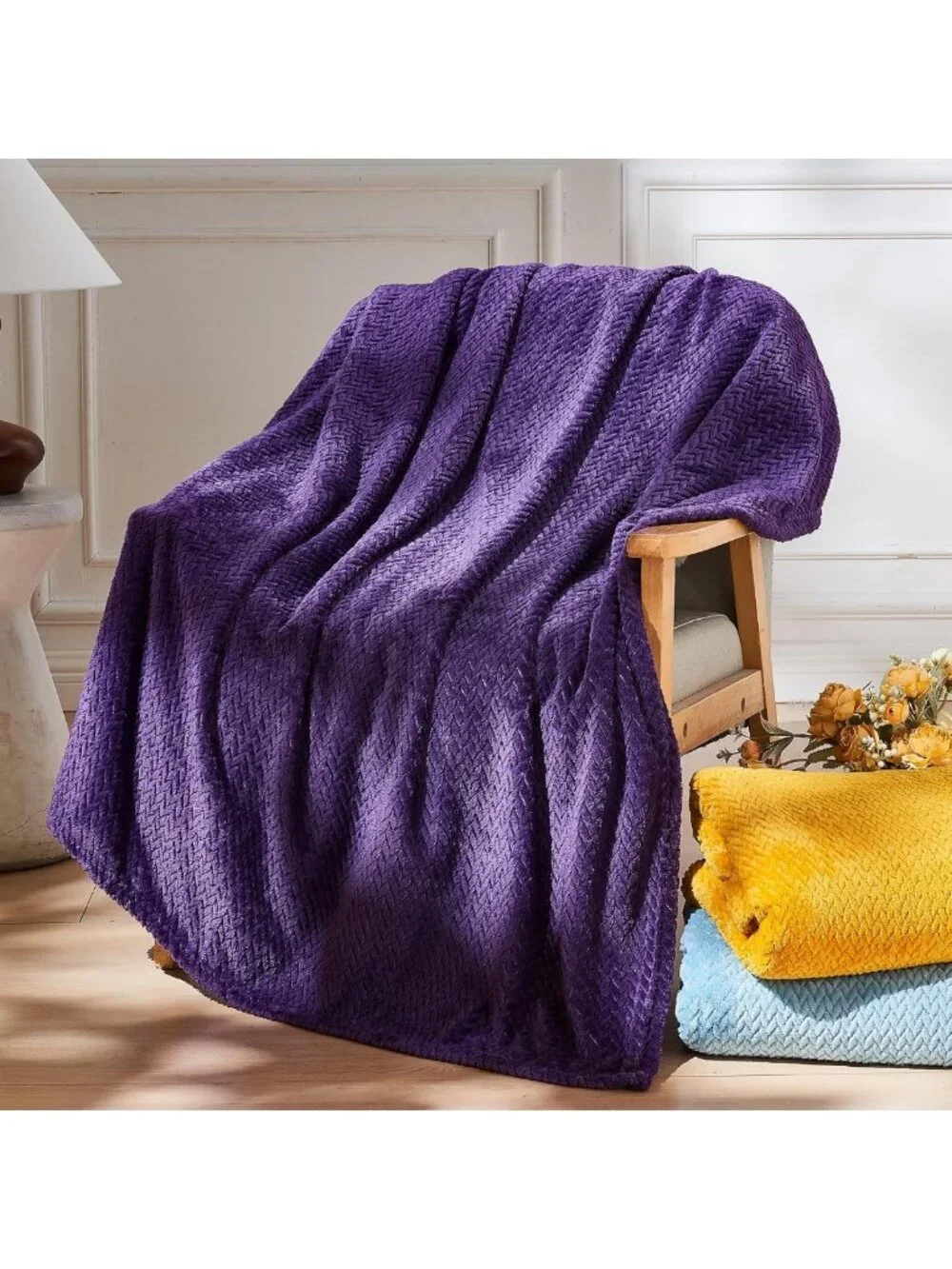 Cozy Dark Purple Soft Throw Blanket - Silky Flannel Fleece, Lightweight, All