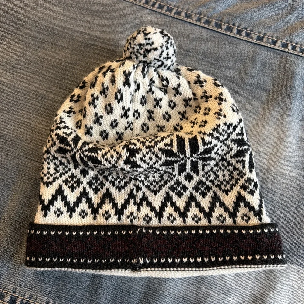 Fair Isle Caamano Limited Edition Alpaca Wool Pom Beanie Hat Knit Adult Gorpcore