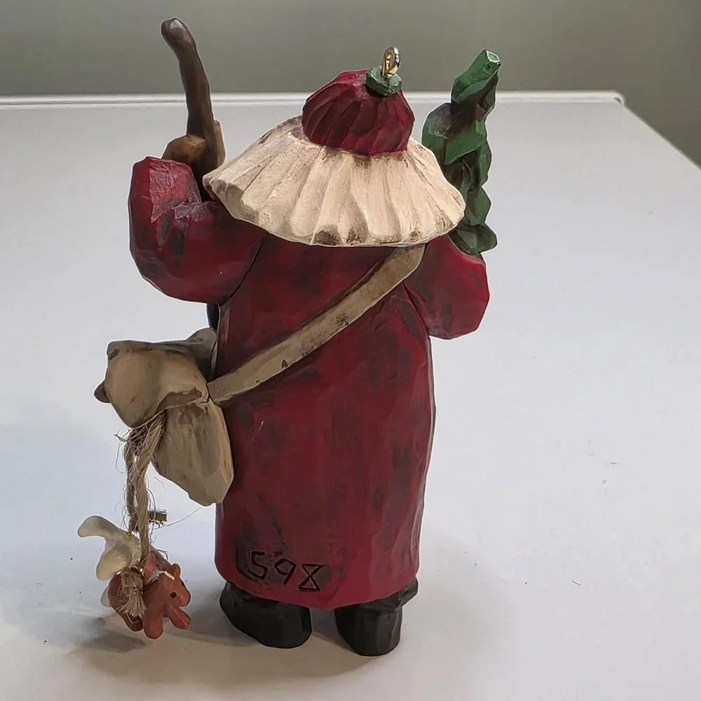 Vintage Hallmark 1998 Santa Ornament Folk Art Americana Club Boxed Christmas Dec