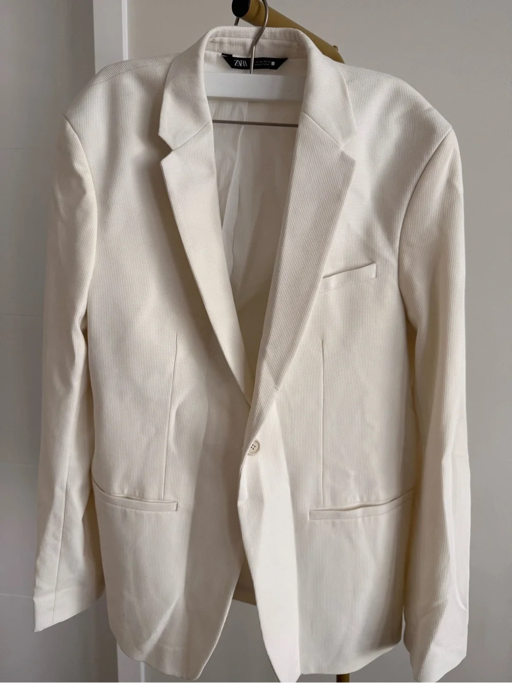 Zara Off-White Single-Button Men's Blazer