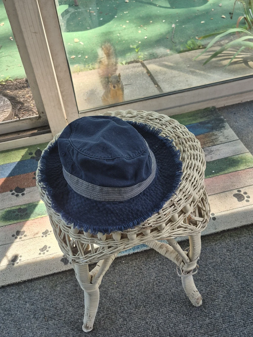Navy Blue Bucket Hat with Gray Band