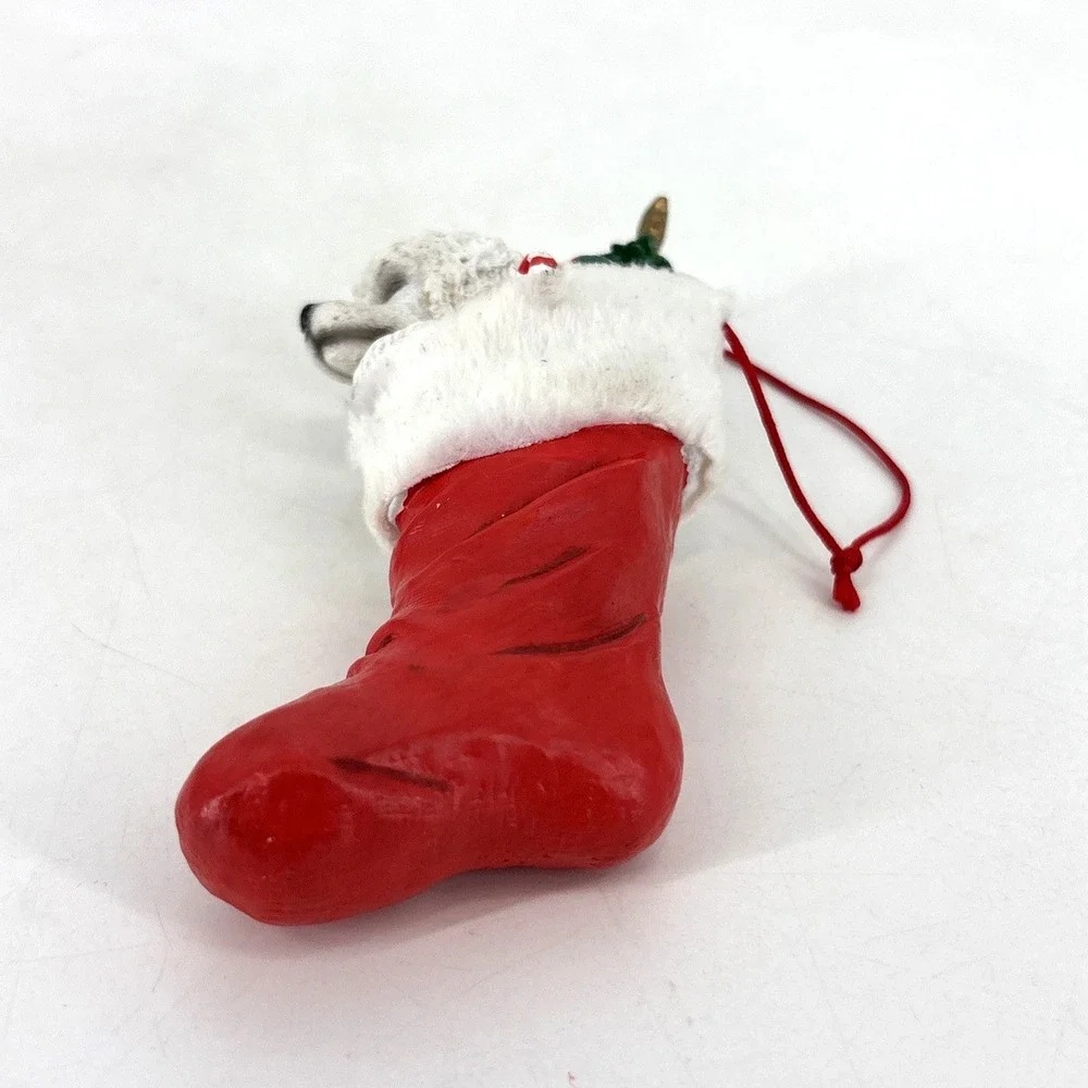 Poodle in Red Santa Boot Ornament White Dog Puppy Christmas‎ Stocking
