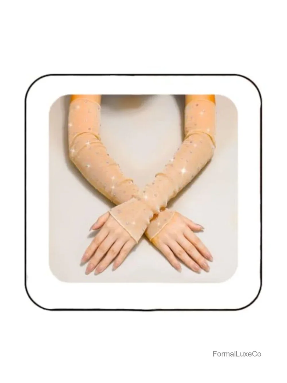 Fingerless Rhinestone Mesh Elbow Length Gloves Prom Costume