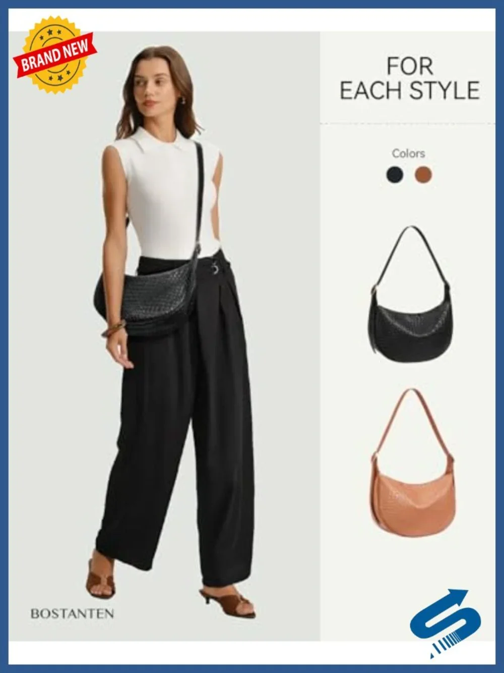 Vegan Leather Crescent Crossbody Bag Hobo Handbag Adjustable Strap