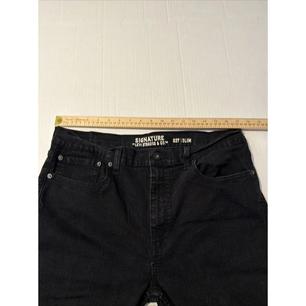 Men's Levi Strauss Signature 36X30 S37 Jeans Straight Leg Black Denim Work