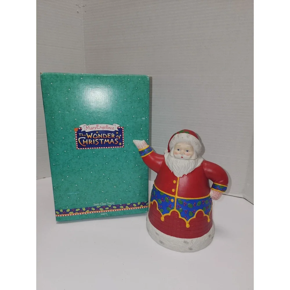 Hallmark Mary‎ Engelbreit Santa Tea Pot Christmas Decor Vintage