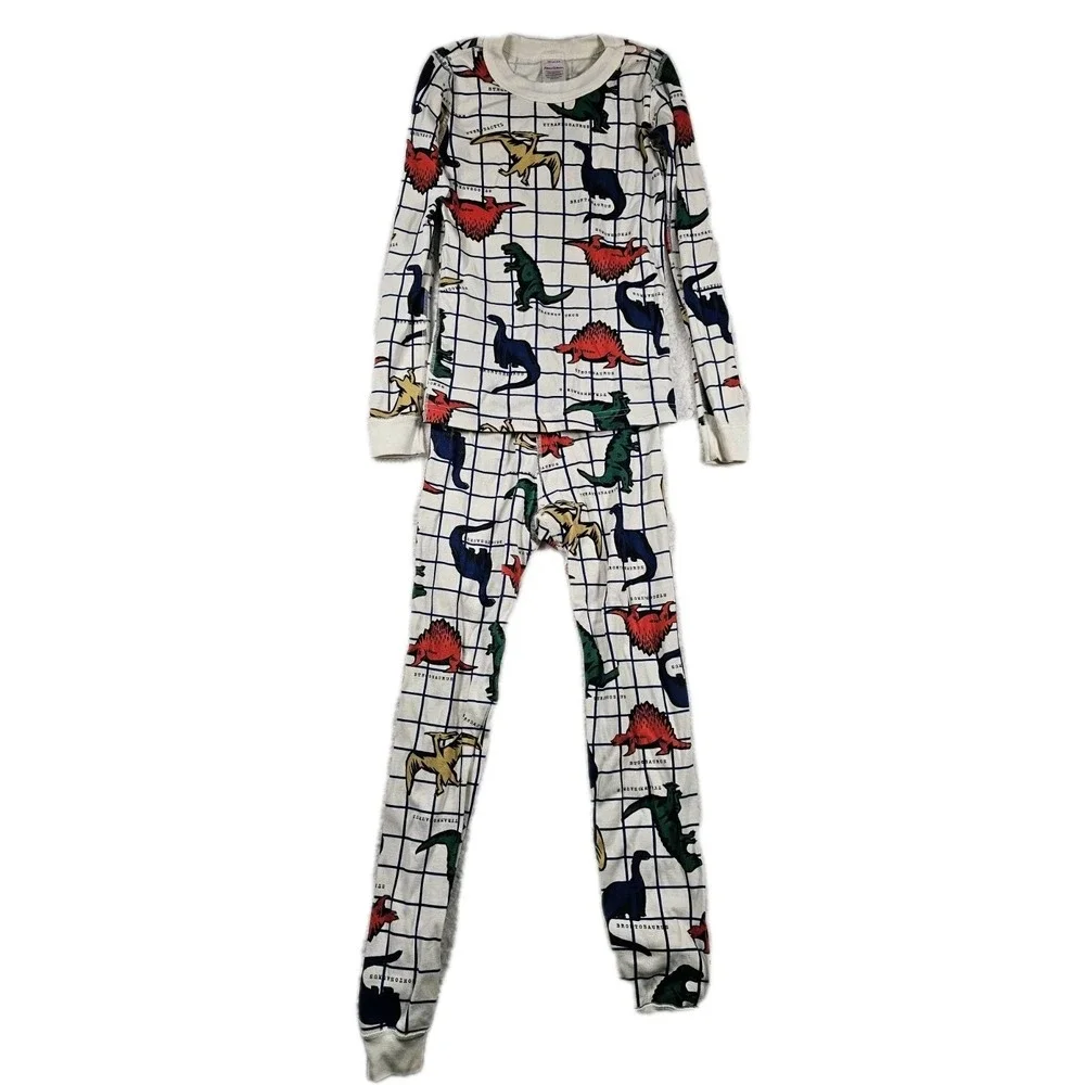 Hanna Andersson Kids‎ Organic Cotton Dinosaur Pajama Set Size 130 US 8 Long John