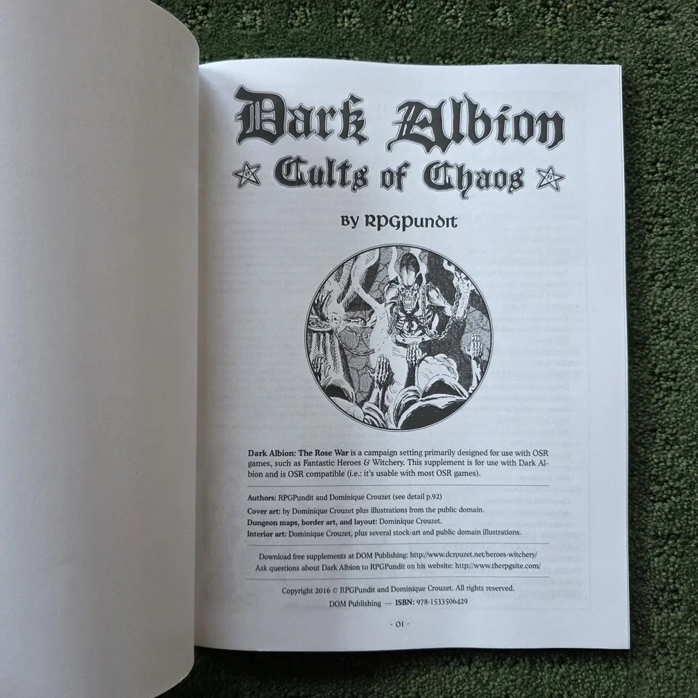 RPGPundit Book Lot Dark‎ Albion Lion & Dragon Medieval Grim Fantasy Roleplaying