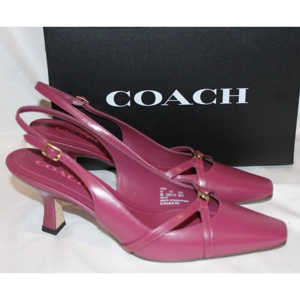 Coach Women’s‎ Rowyn Leather Slingback Heeled Sandals Pink